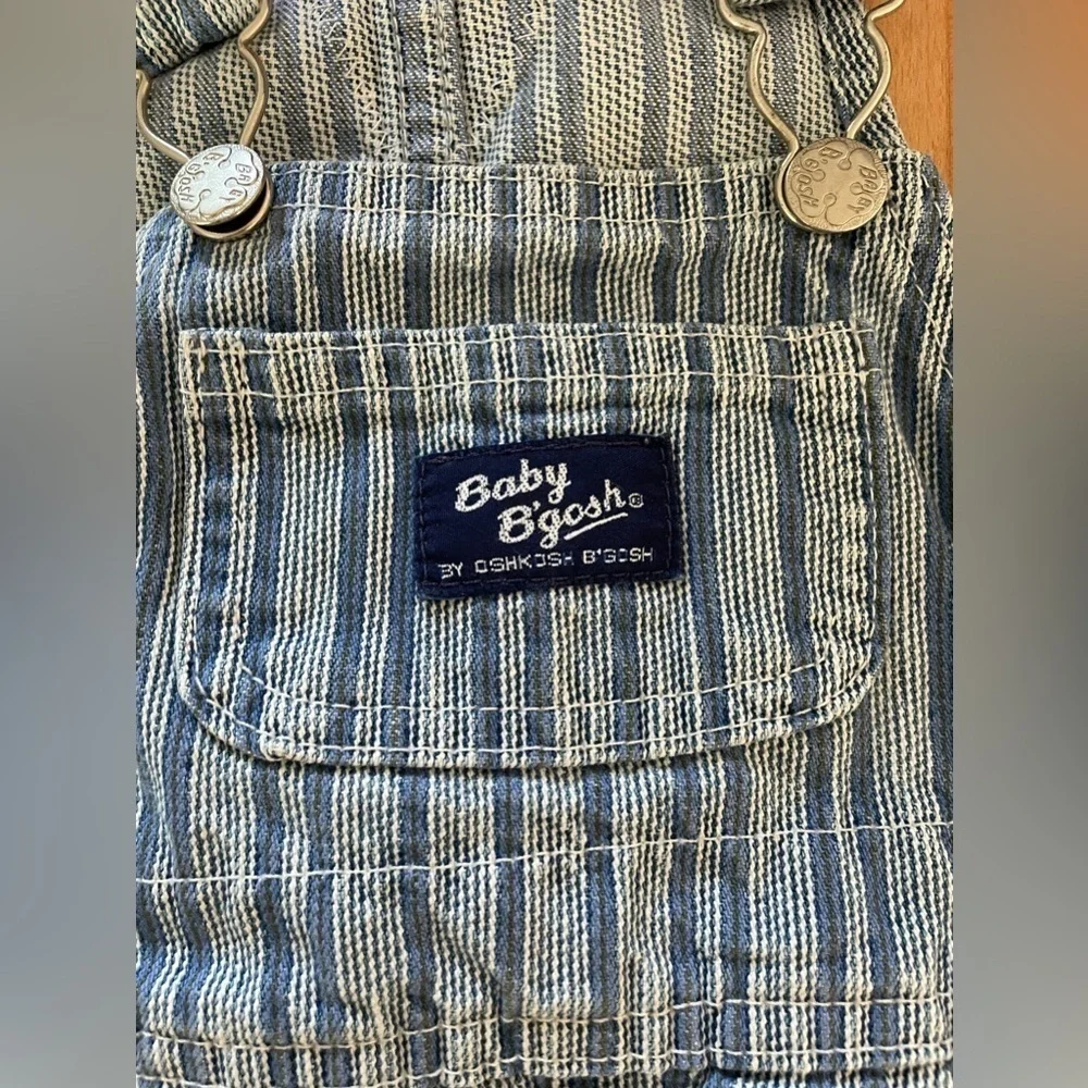 OshKosh B’Gosh 2T blue denim and cream lace overalls dress